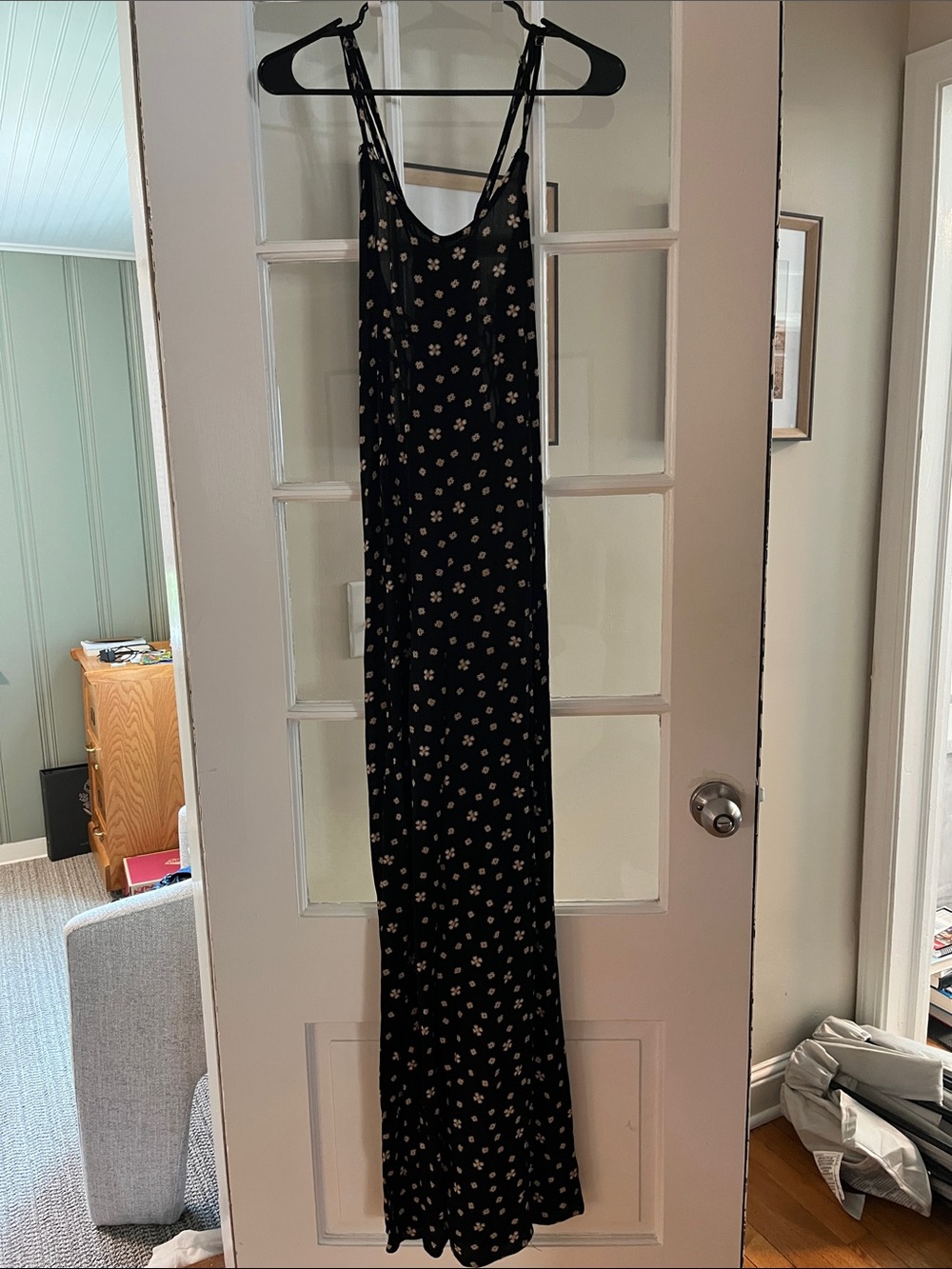 Free People Black Floral Slip Jumpsuit